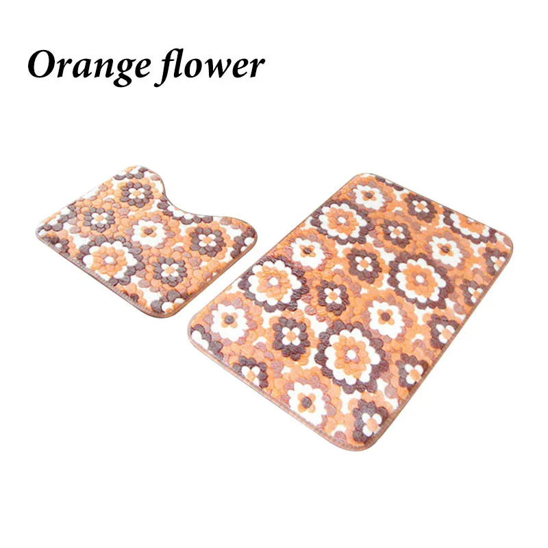 Orange flower 2 шт./компл. утолщенные коралловые флисовые Носки-тапочки коврики для ванной набор Нескользящие Ванная комната туалет ковры 40*50+ 50*80 см водопоглощение ковры - Цвет: Orange flower