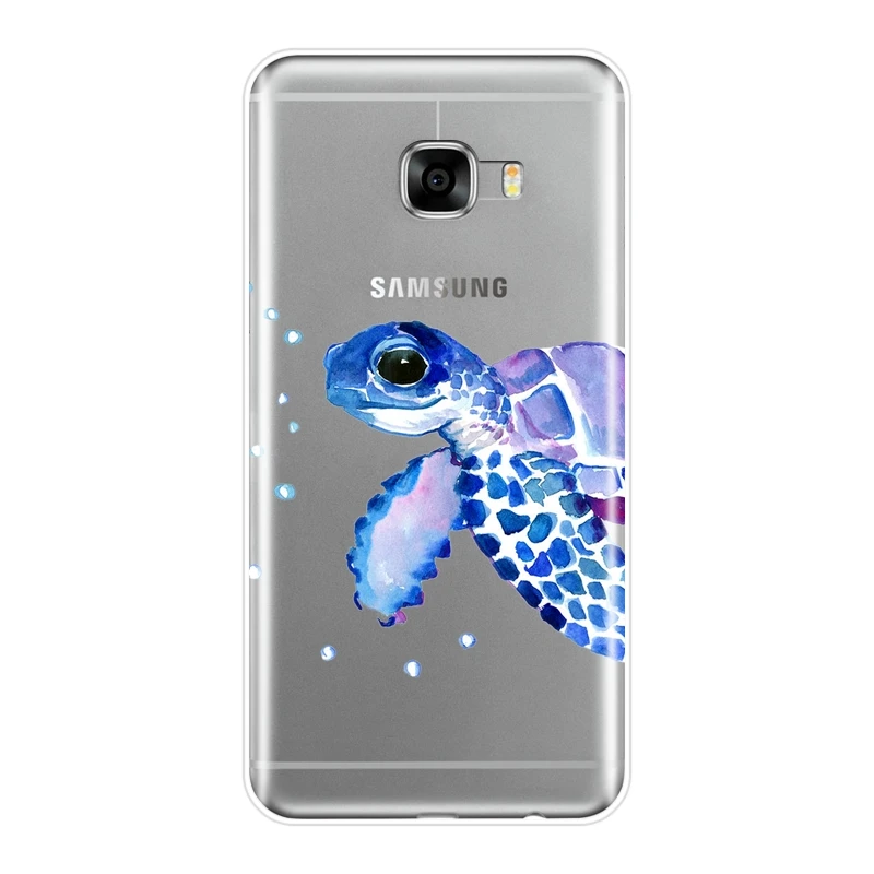 Чехол для телефона Samsung Galaxy C9 C7 C5 Pro силиконовый мягкий зеленый синий Черепаха