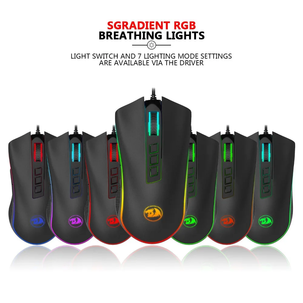 Redragon M711 Кобра игровой Мышь с Chroma RGB Цвет подсветкой 5000 Точек на дюйм джедай
