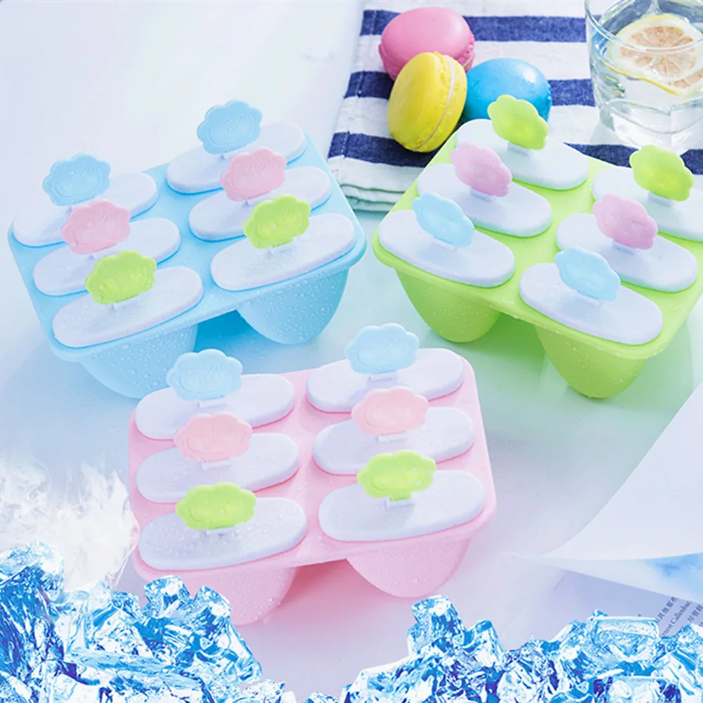 6 ячеек мороженого Lolly прессформы лоток для кухни замороженное мороженое DIY Форма