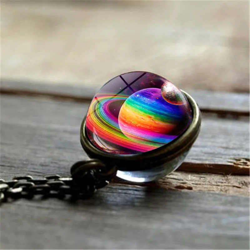 Новинка 2019 двухстороннее ожерелье с кулоном в виде туманности и галактики