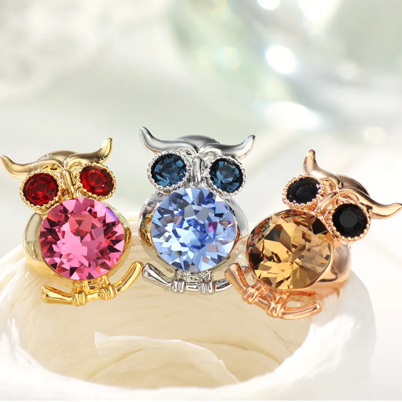 Neoglory Австрия Кристалл Стразы животное сова дизайн светильник-желтого золота