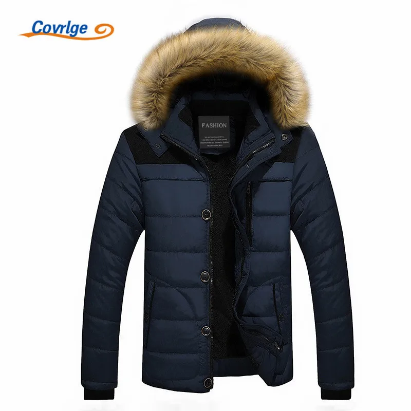 Covrlge 2017 Mens Coats Parkas Fashion Warm Winter Parka Men Clothing Overseas Fur Hood Male Jacket Cold Casual Parks MWM009