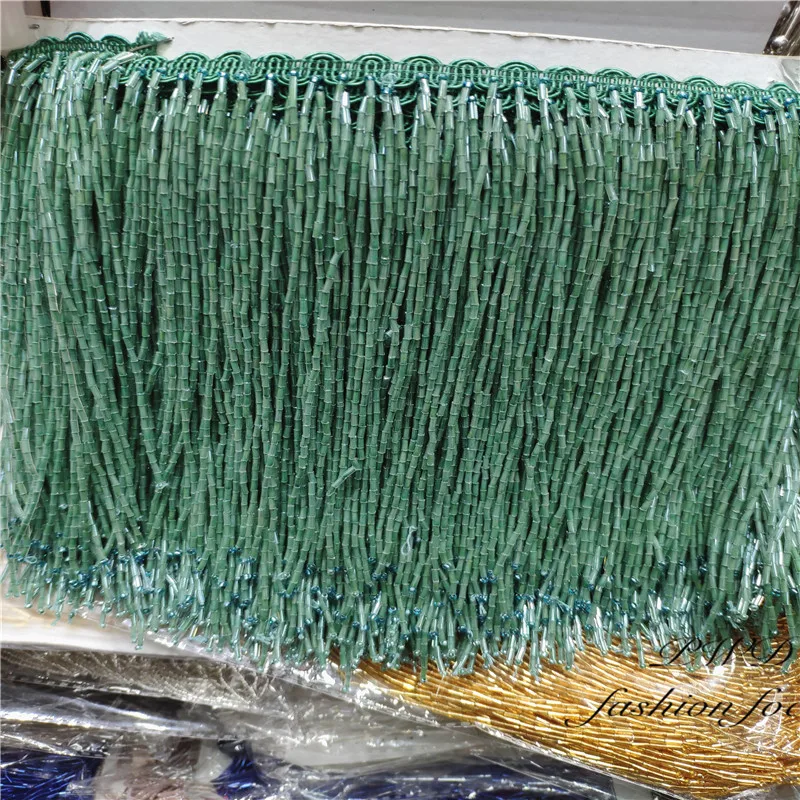 5 ярдов Изумрудный жемчуг зернистая отделка бахрома кружевная для штор/украшения
