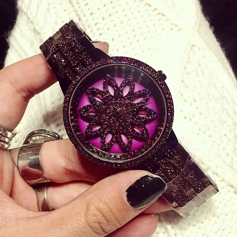 Роскошные Брендовые женские часы с полностью вращающимся циферблатом наручные