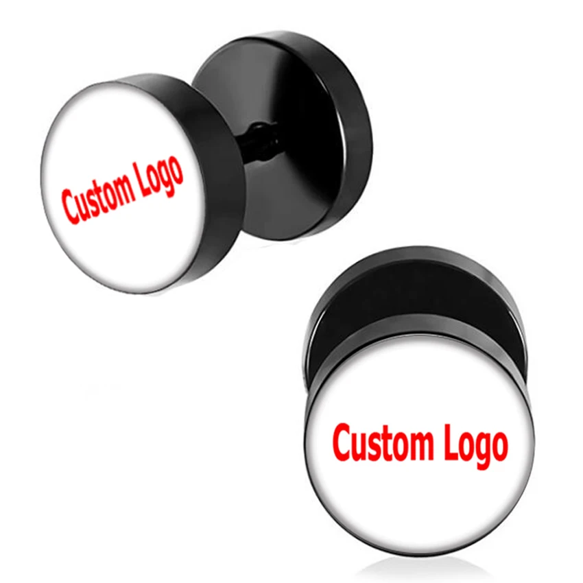 Оптовые затычки для ушей с логотипом на заказ гвоздики серьги-гвоздики иллюзией 8