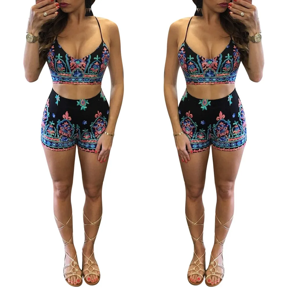 Женщины Сексуальная Урожай Цветочные Холтер Выдалбливают Спинки С Плеча Двух