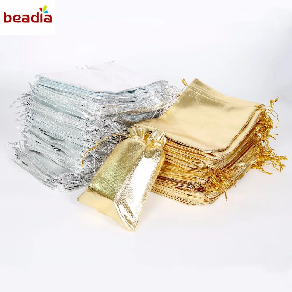 Новые высококачественные сумки из органзы разных размеров 10 шт. золотистые и