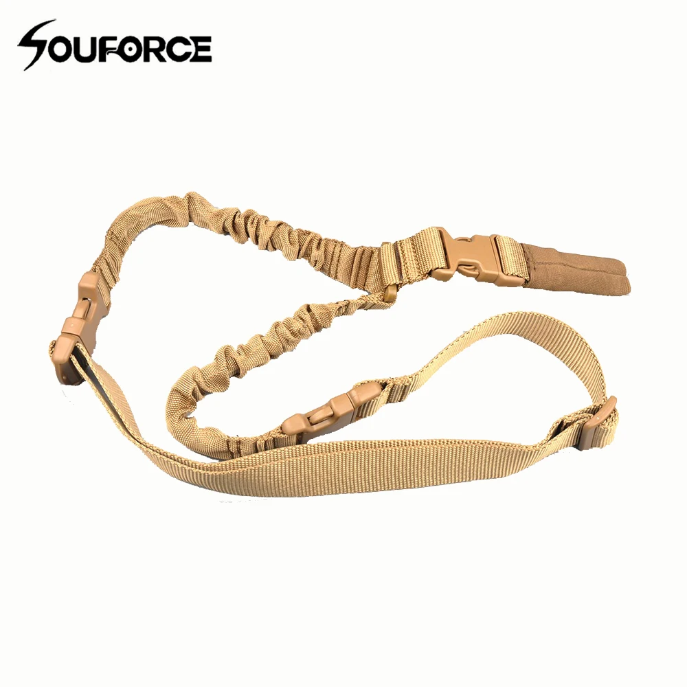 

High Strength Nylon Tactical Military Gun Sling Single Point Khaki Color Sling Heavy Duty Adjustable Bungee Rifle Shoulder Strap