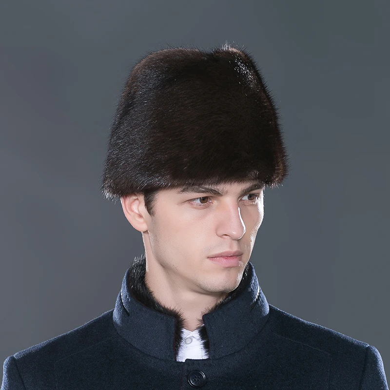 LTGFUR брендовые меховые шапки для мужчин натуральный мех норки Теплая мужская