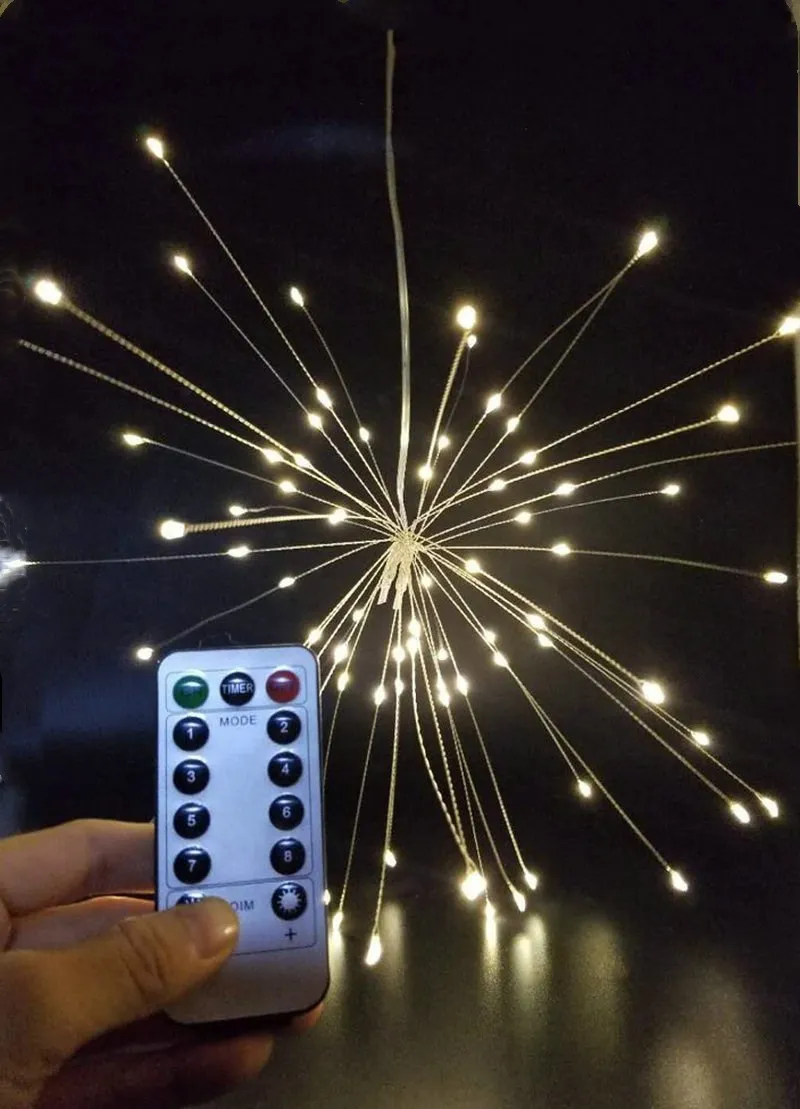 120LED с дистанционным управлением Серебряная подвесная гирлянда Starburst таймером