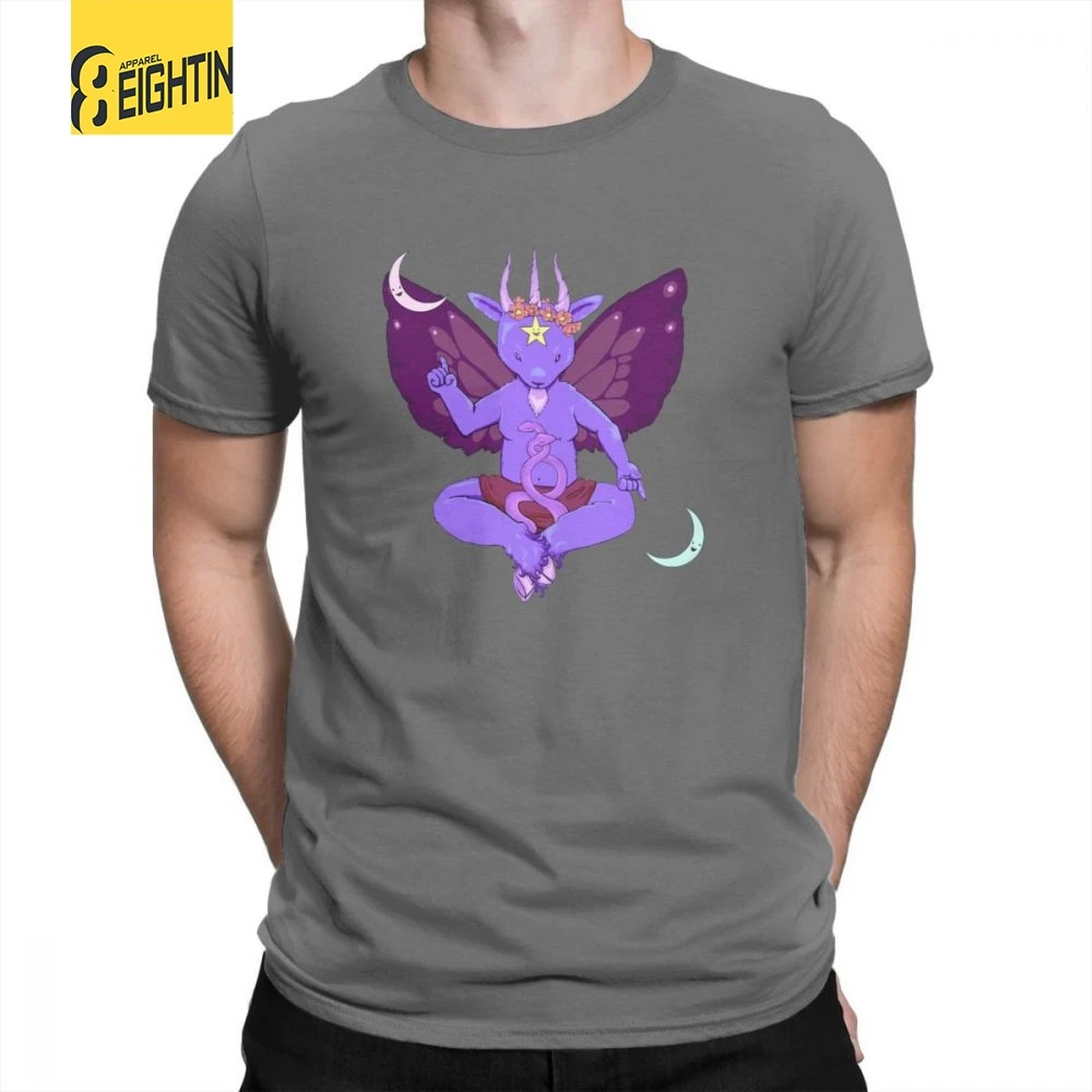 My Little Baphomet футболки короткий рукав чистый хлопок для мужчин футболка печать футболки круглый вырез большой размер мультфильм уникальный - Цвет: Темно-серый