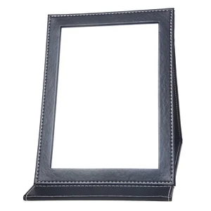 Компактное черное складное кожаное зеркало для макияжа 9,1x7,1 дюймов