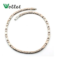 wollet jewelry health energy titanium magnetic necklace for women men hematite germanium rose gold metallic silver rose gold