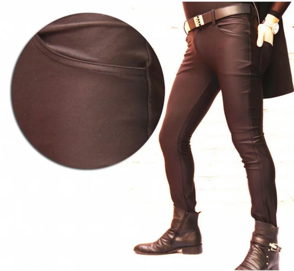 Мужские сексуальные Эластичные Обтягивающие Брюки из спандекса тонкие