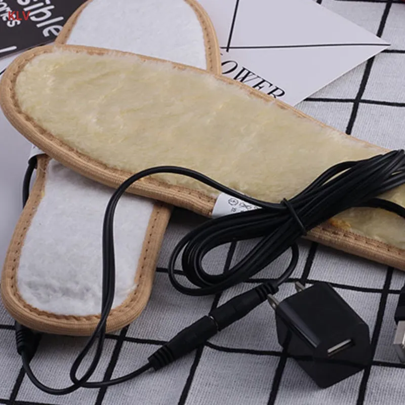 KLV электрические стельки с питанием от USB подогревом плюшевые пленочные