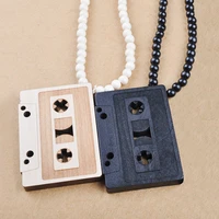 original new hip hop vintage radio necklace men rock style wooden beads long chain necklaces male good wood jewelry party gift