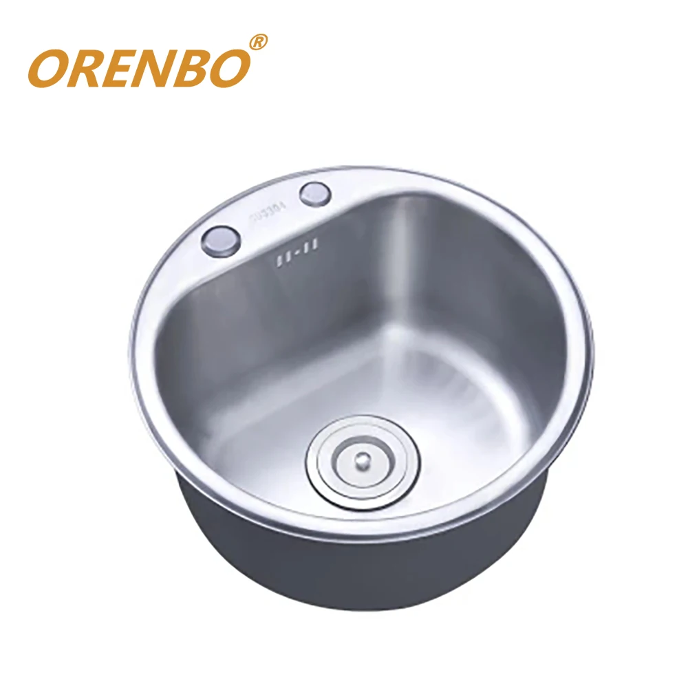 

Polishing Kitchen Sink Faucet sink Stainless Steel Single Bowl Round Sink With Accessories Choice of various kitchen faucets