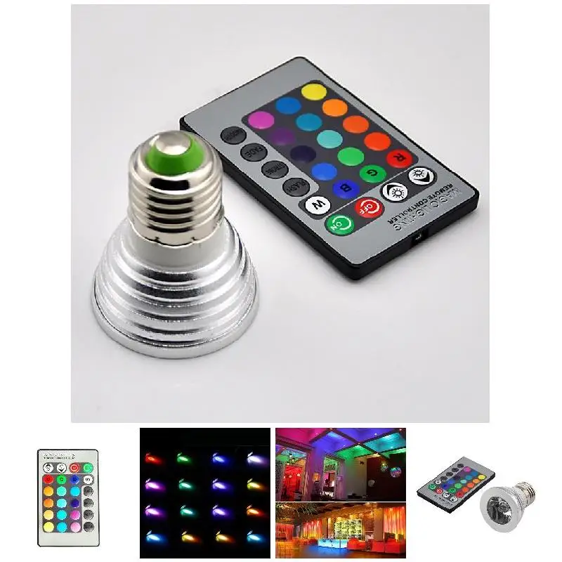 Лучшее 3W E27 16 Цвет светодиодный RGB волшебный Точечный светильник лампа с