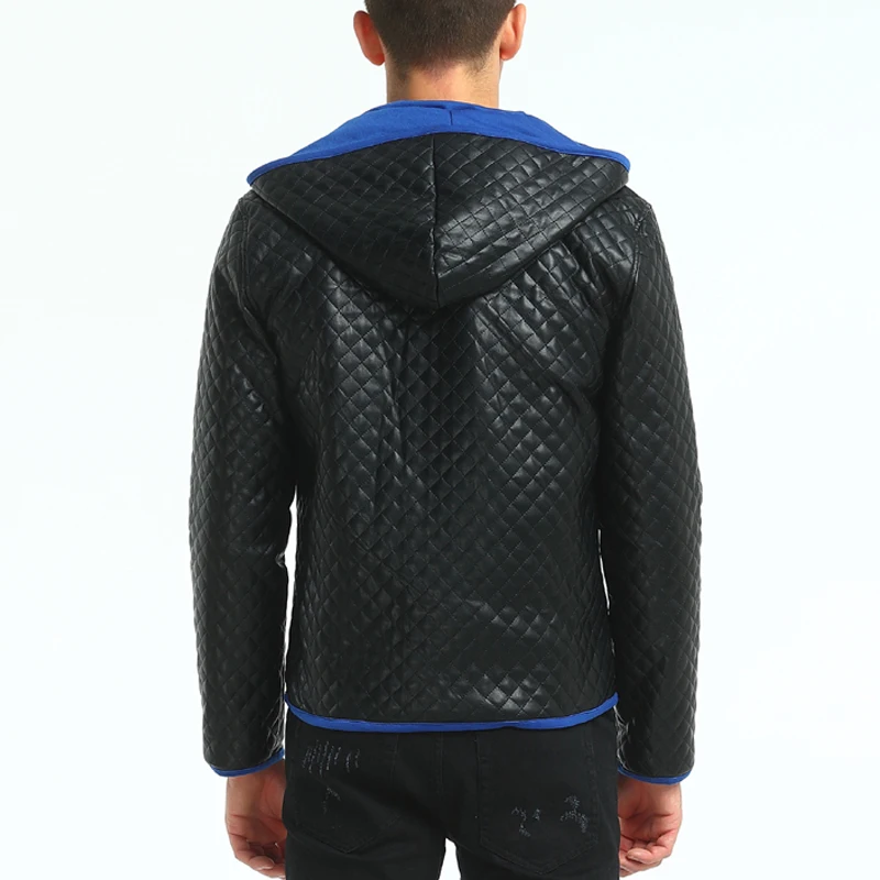 Зимние мужские стильные повседневные кожаные куртки с капюшоном 2017 новые