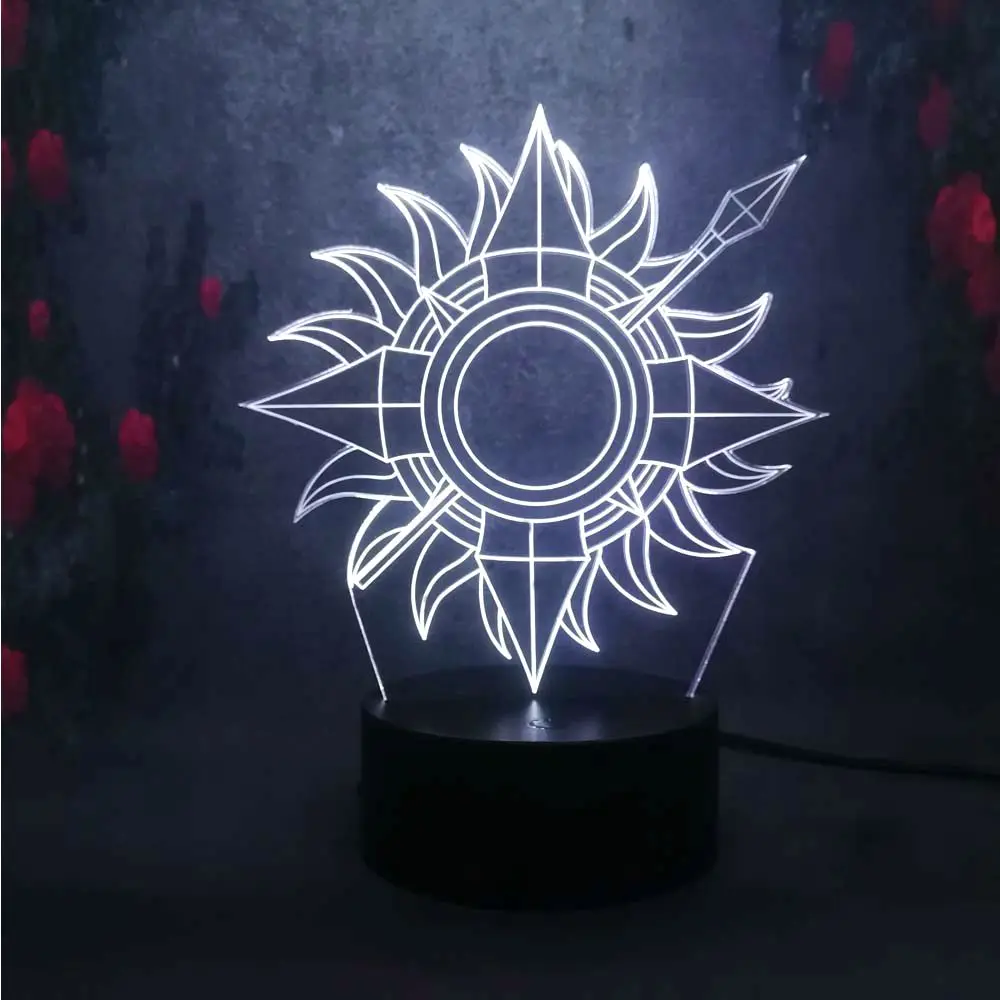 Новинка знак золотой пистолет пробежка через солнце 3D LED 7 цветов Chang лампа Игра