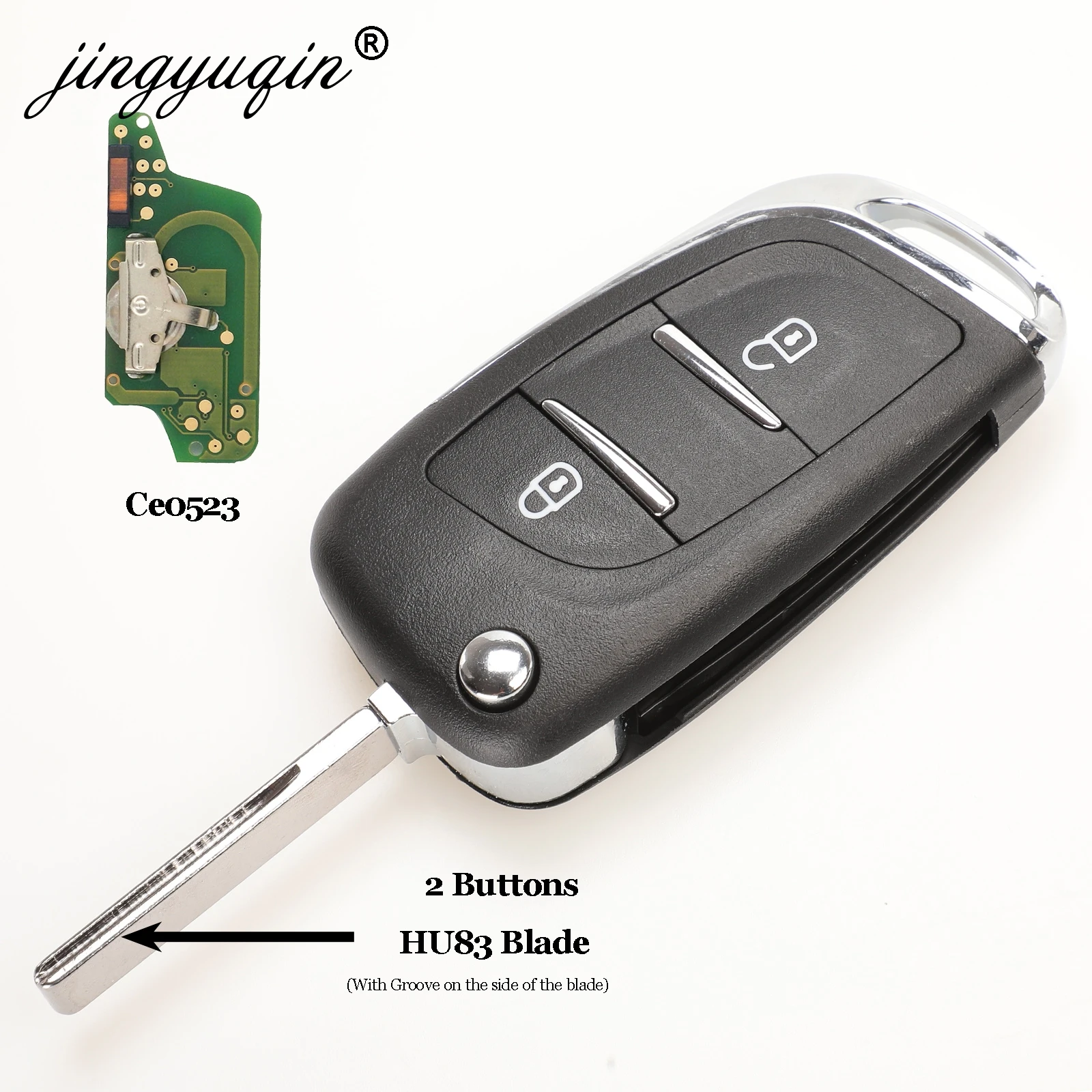 Jingyuqin Ce0523 ASK/FSK 2/3 кнопочный дистанционный Автомобильный ключ для Citroen C2 C3 C4 C5 433 МГц