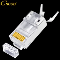 cncob 30pcs cat 7 rj45 network cable connector cat6a crystal plug shield ftp rj 45 modular connector network ethernet connector
