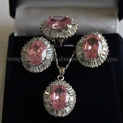 Серьги/Кольцо/ожерелье с подвеской AAA18K розовыми кристаллами позолоченные часы