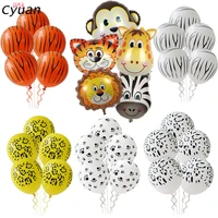 cyuan lion tiger zebra monkey animal shape foil balloons jungle party favors latex balloons kids safari birthday wild one balls