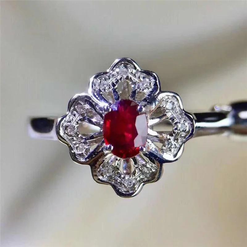 Trendy Natural Burma ruby Rings for Women Party Engagement 0.45Ct heated Genuine gemstones Fine jewelry 925 Sterling Silver #490 | Украшения