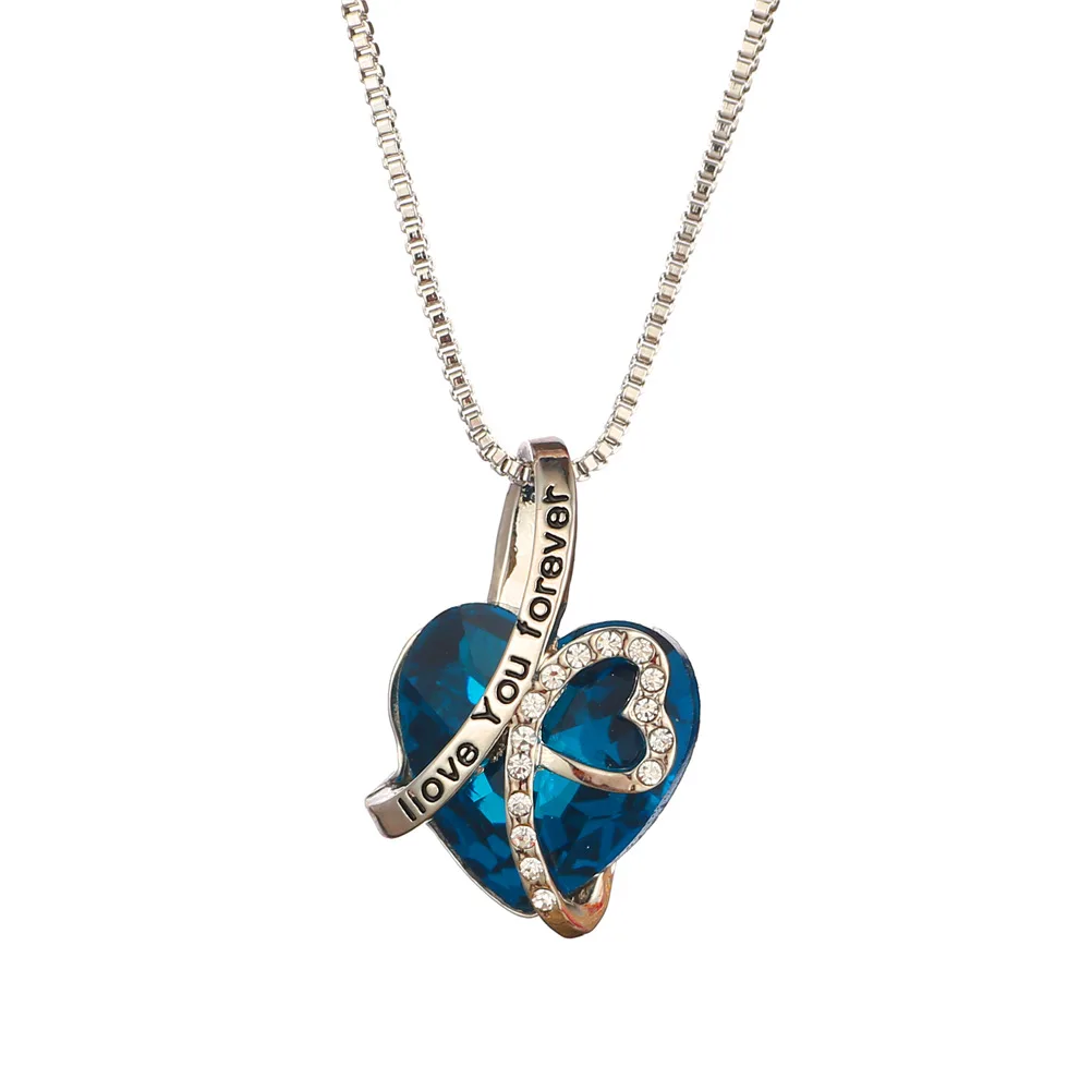 GB i love you forever ocean сердце Персиковое Кристальное ожерелье длиной до ключиц с