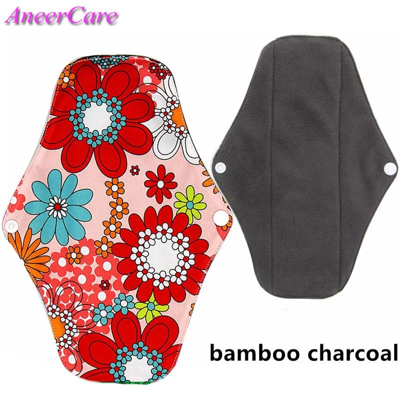 5 pcs Sanitary pads reusable menstrual pads absorbent reusable charcoal cloth bamboo menstrual pads heavy sanitary washable pads