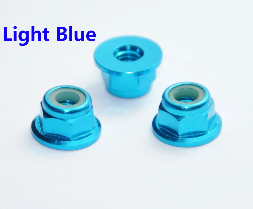 50pcs/lot High Quality M6 Colourful Anodized Silver/Black/Deep blue/light blue/red Colour Aluminum Alloy Flange Nylon Lock Nuts |