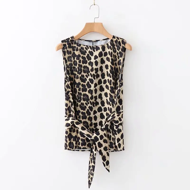 Женские пикантные винтажные без рукавов леопардовая расцветка Повседневная