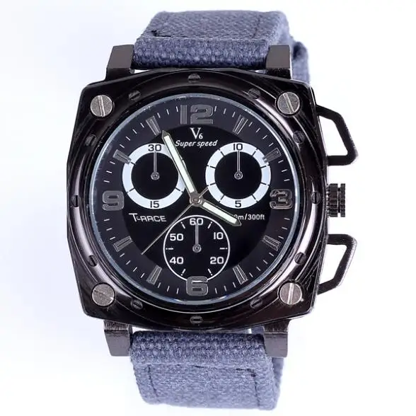 Square fabric men watch sport brand noctilucent designer Japan movement quartz factory price free shipping wholesale | Наручные часы