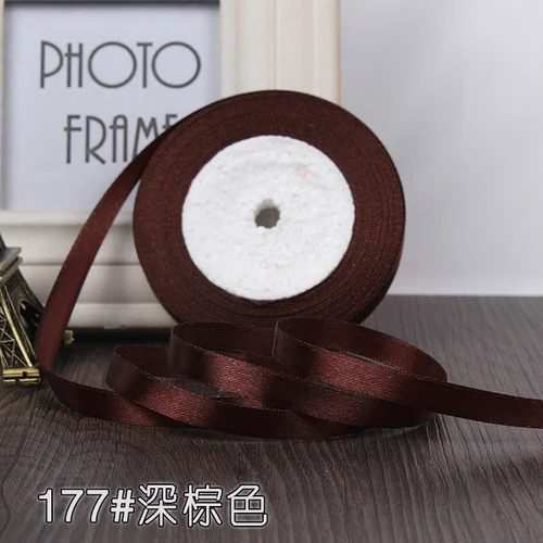 Dark brown 22 метра 6 мм полиэстер атласные ленты для свадьбы рождественской вечеринки украшения DIY лук ленты для поделок открытки подарки упаковочные принадлежности - Цвет: Dark brown