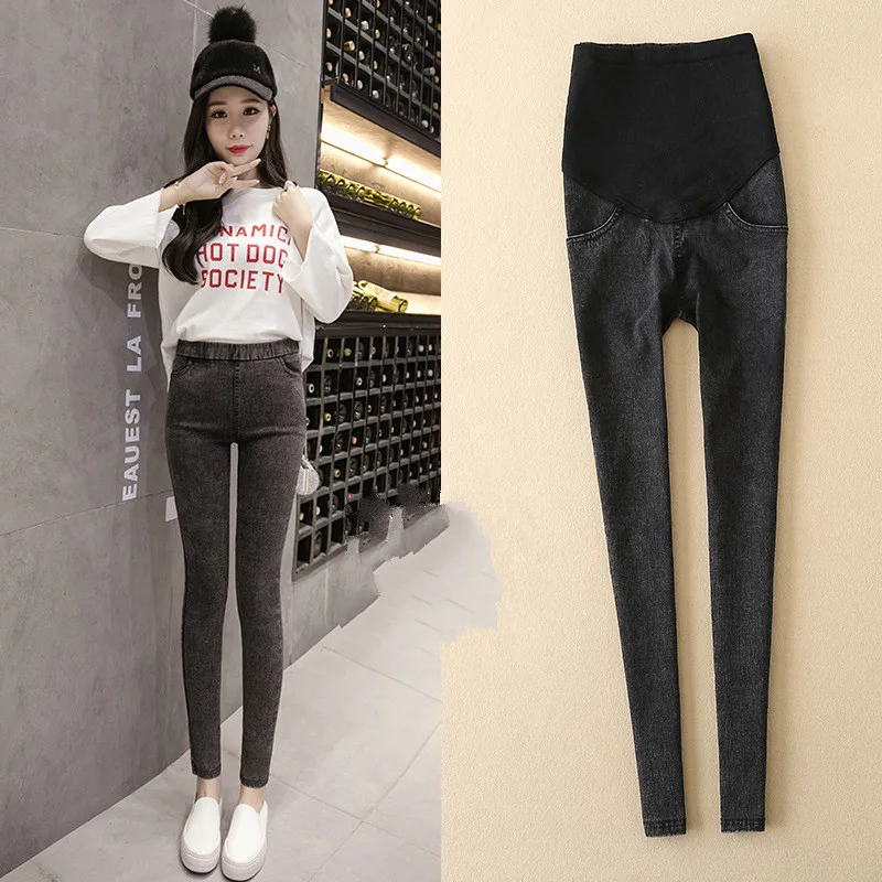 Весенне осенние штаны для беременных брюки эластичные джинсовые женщин|Штаны и