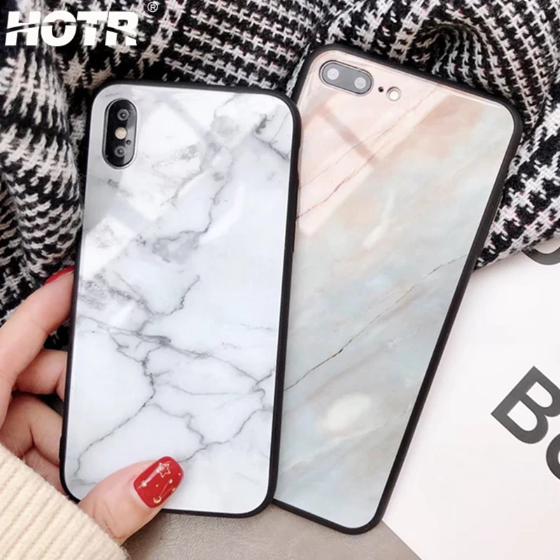Чехол из закаленного стекла XS Max с мраморным камнем для iphone 6 6s 7 8 9 plus Жесткий