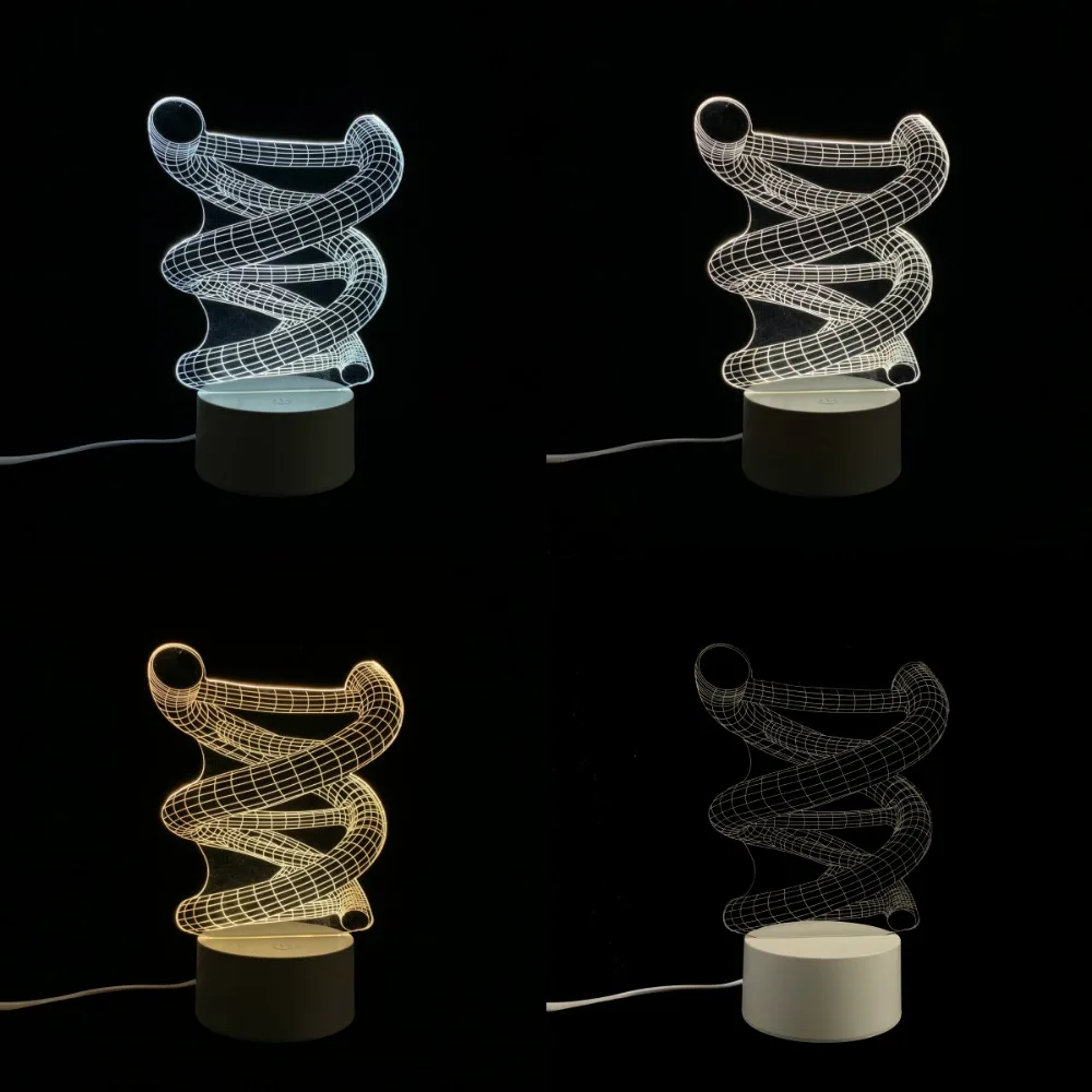 3d лампа DNA абстрактный светодиодный ночник многоцветный научный обучающий