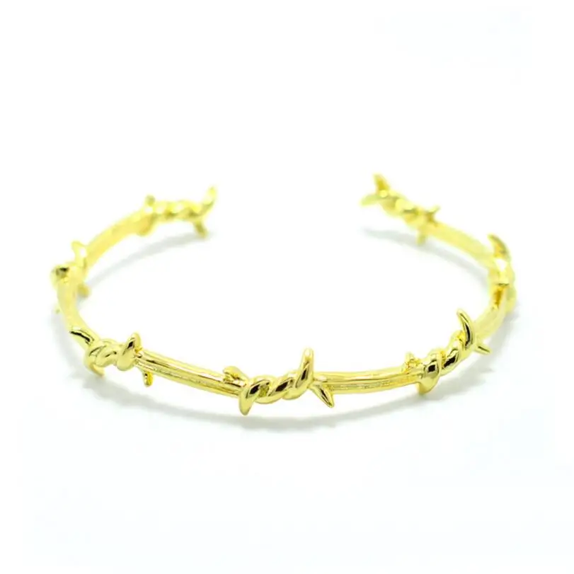 Мужской Открытый Браслет-манжета твист шипы проволока Pulsera титановая сталь геометрический браслет браслеты 16-20 см колючие украшения