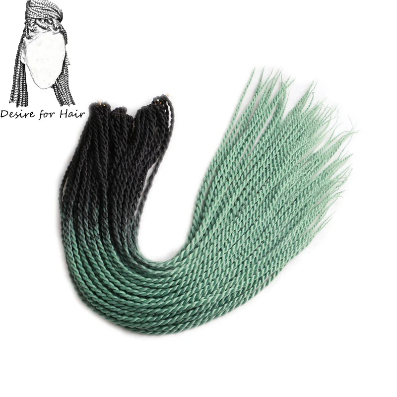 T1B/530 Desire for hair 24 дюйма, 100 г, 24-30 прядей в упаковке, синтетические, ombre, голубой, сиреневый цвет, предварительно вязанные, 2X Сенегальские скрученные косички - Цвет: T1B/530