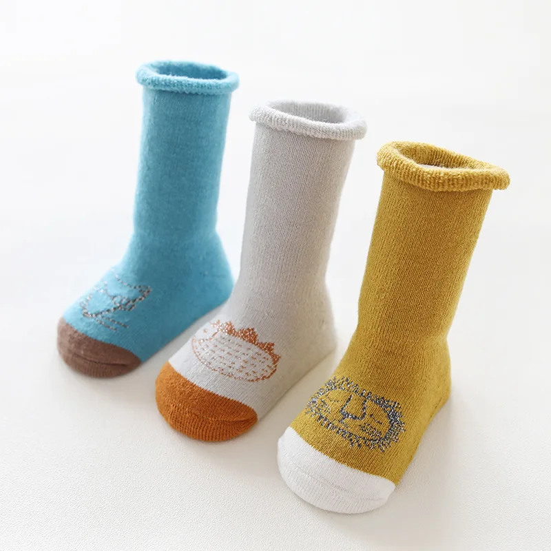 3 Pairs/Lot Cute Cartoon Kids Socks Autumn Winter Warm Cotton Breathable Baby Boys Girls Children Long For 0-5Years | Мать и ребенок