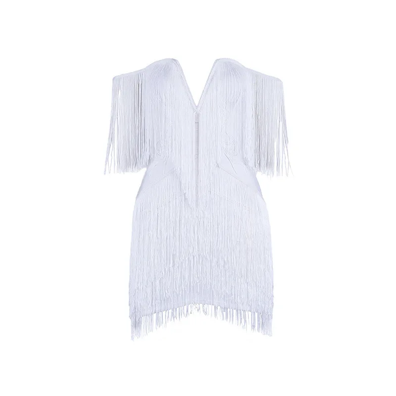 2018 костюм-платье Грудь Назад Сексуальные кисточки Короткое женское платье |