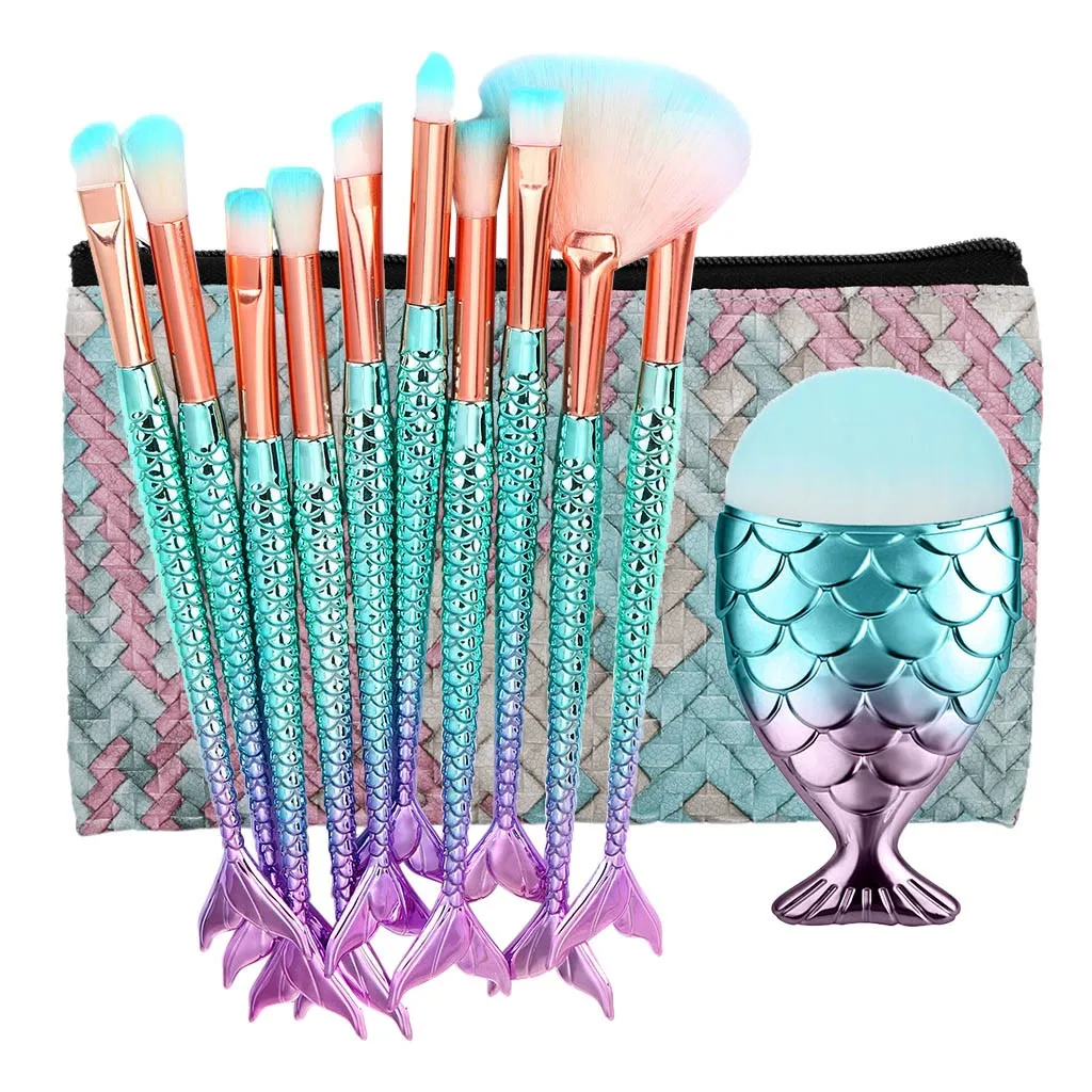 Pincel де maquillaje Кисточки для макияжа Русалка 11 шт. составляют основа лица бровей