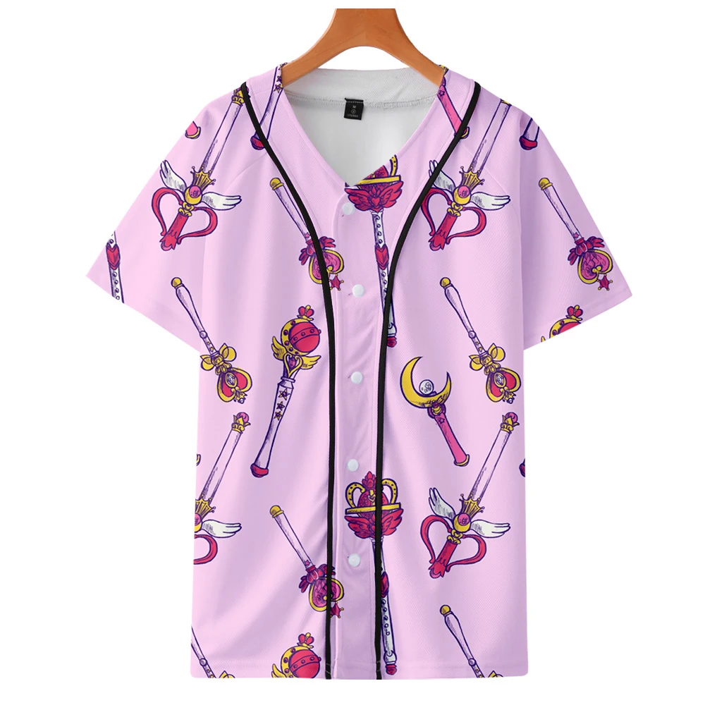 Аниме Сейлор Мун бейсбол с короткими рукавами и 3D принтом Реалистичный Черный