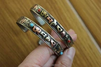 br423 tibetan 3 metal copper brass 6 words mantran om mani padme hum bangle nepal handmade open back adjustable bracelet cuff