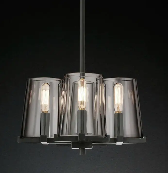 4 light D32cm Ретро американский Лофт RH гостиная люстра блеск E14 лампы кулон Chandlier Внутреннее освещение светильники - Цвет абажура: 4 light D32cm