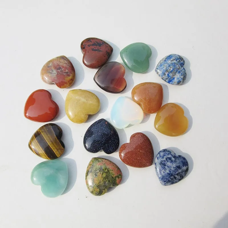 Free Shipping 10pc 3cm Heart Shape Ornament Variety Gemstone Natural Quartz Crystal MJP | Дом и сад