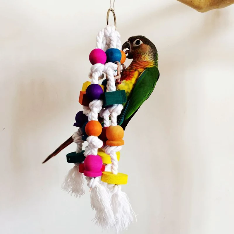 Лучшие продажи птица шлифовальная ветка для попугаев ремень игрушек портупея