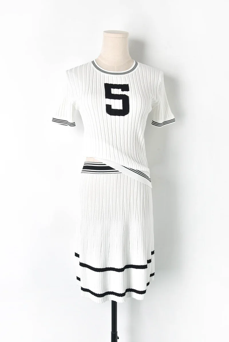 Женский трикотажный топ и юбка комплект из 2 предметов футболка с коротким